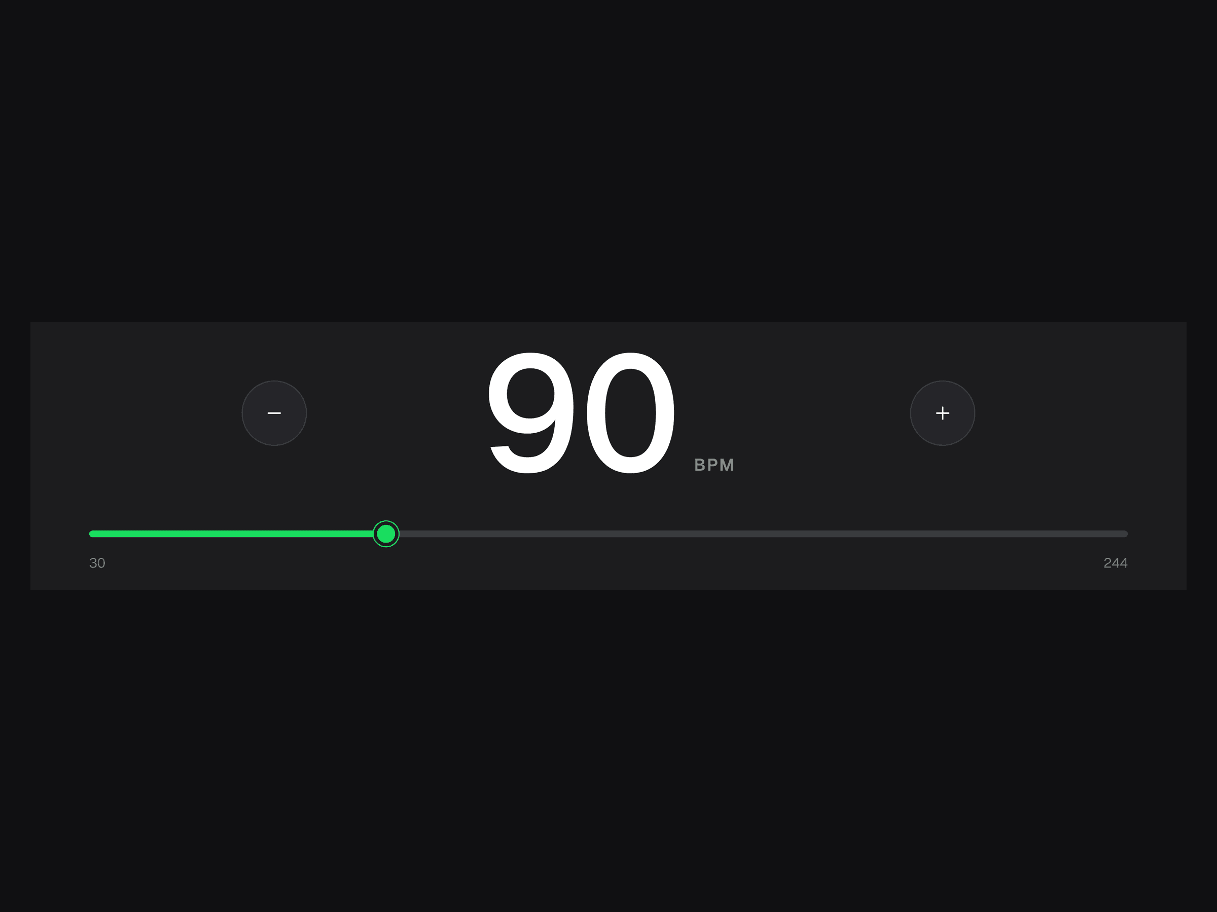 Online Metronome tempo control set to 90 BPM