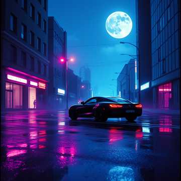 Langsames Cruisen durch die Straßen der Stadt spät in der Nacht
