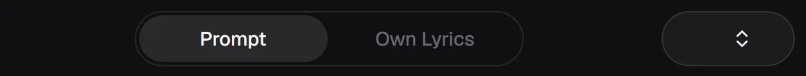 Prompt and Own Lyrics tabs at the top of the AI music generator