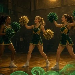 Cropped painted cheerleader writing in a notebook