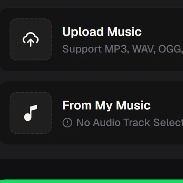 Close view of the Upload Music and From My Music controls